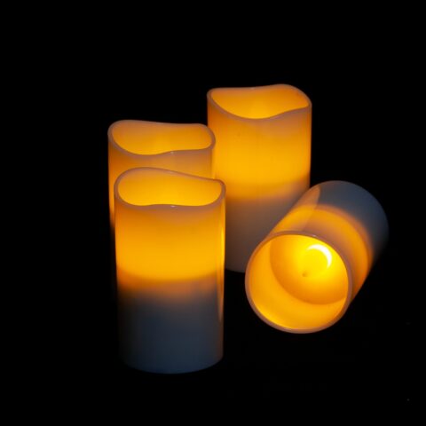 amber mini pillar flameless candles - candles recharge
