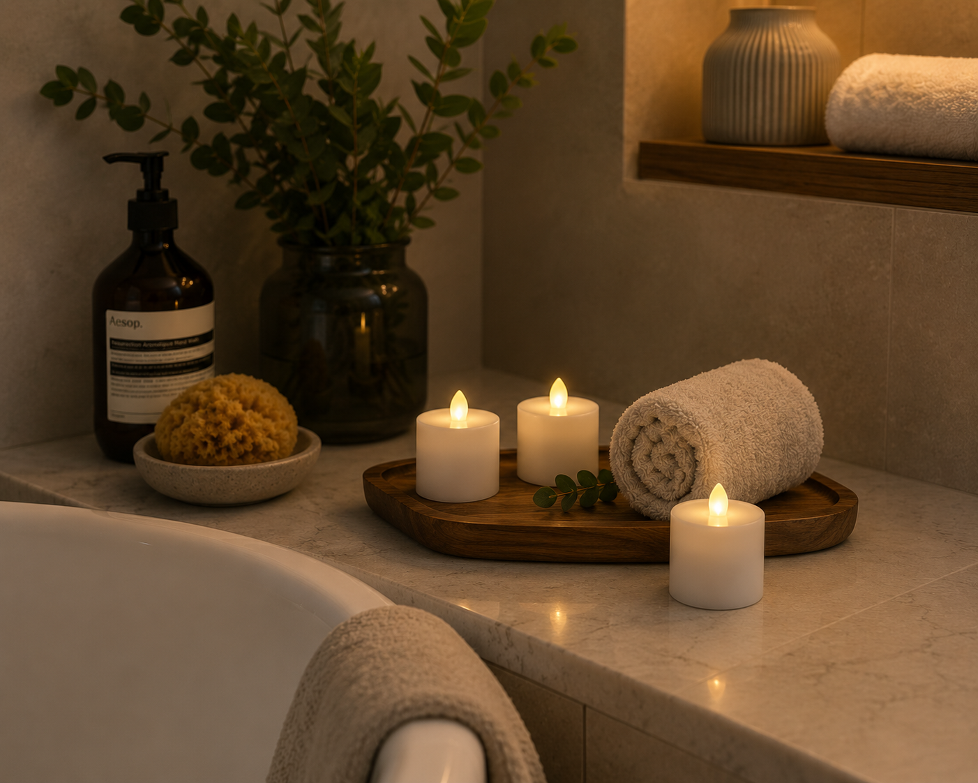 Flamesless candle for bathrooms decor